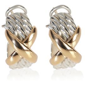 Orecchini a cerchio Cable X in oro giallo e argento sterling di David Yurman Altro