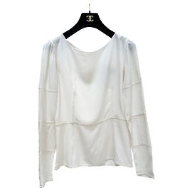 Chanel White Silk Long Sleeve Blouse Sz.38 Pre-owned Other