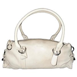 Prada Bolsa Boston de couro bege Bege