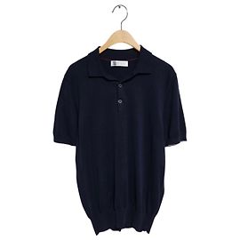 Brunello Cucinelli Piqué Kurzarmstrick Blau