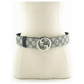 Gucci Women’s Belt KAAAD Canvas Beige Navy Blue