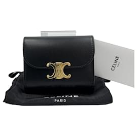 Céline Small Triomphe Flap Calfskin Wallet Brown