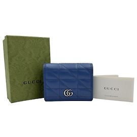 Gucci Light Blue Quilted Leather Matelassé Wallet Blue