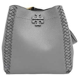 Tory Burch Bolsa tote em couro com patch de malha McGraw Marrom