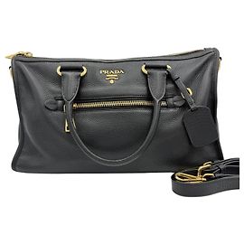Prada Sac fourre-tout en vitello daino doré Noir