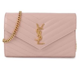 Saint Laurent Carteira com corrente clássica Rosa