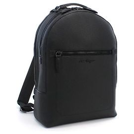 Salvatore Ferragamo Mochila de couro de bezerro com logo Preto