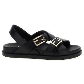 Fendi Leather Slide Black