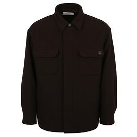 Céline Triomphe Embroidered Wool Flannel Overshirt Black