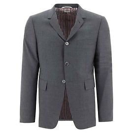Thom Browne Classic Fit Bar Stripe Plain Weaving Wool Jacket Brown
