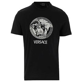 Versace Besticktes T-Shirt mit Medusa-Logo Schwarz