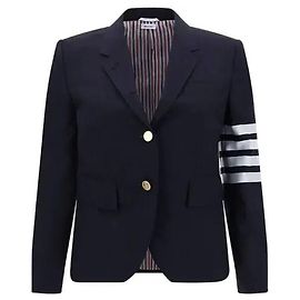 Thom Browne Gestreifte Wolljacke mit einfacher Webart Blau