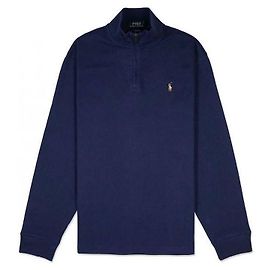 Ralph Lauren Estate Rib Half-Zip Pullover Multi Pony Logo Half-Zip Blue