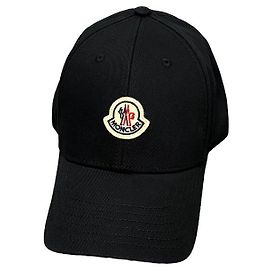 Moncler Gabardine Baseball Cap with Logo Patch Black Black