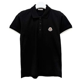 Moncler Kurzarm-Polohemd aus Baumwoll-Piqué Schwarz Schwarz