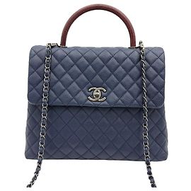 Chanel Bolsa de ombro Coco Handle com corrente, grande, coleção azul Azul