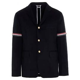 Thom Browne Chaqueta de sarga de algodón sin estructura de corte clásico Azul