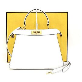 Fendi Medium Peekaboo See White Leather Tote Bag and Shoulder Bag White