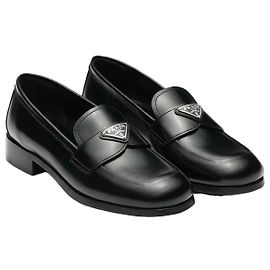Prada Triangle Logo Loafers Brown