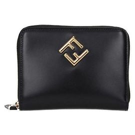 Fendi Diamond Zip Around Medium Wallet Black