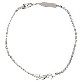 Saint Laurent Bracciale in metallo e strass Argento