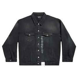 Balenciaga Sticker Denim Jacket Black
