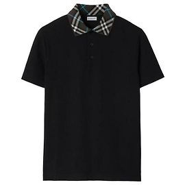 Burberry Camisa Polo de Algodón de Manga Corta Negro