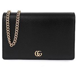 Gucci Mini bolsa de couro com corrente Preto