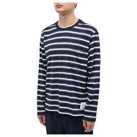 Thom Browne Oversized Langarm-T-Shirt mit Streifen Blau