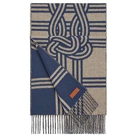 Hermès Bufanda de cachemira gráfica colorida Azul
