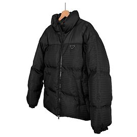 Prada Men's Mid-Length Re-nylon Reversible Down Padding Jacket Black Black