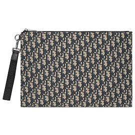 Dior Pochette Beige Nero Jacquard Obliquo Marrone