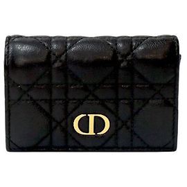 Dior Black Caro Card Wallet Black