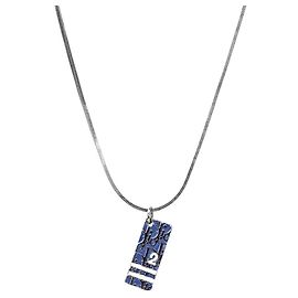 Dior Blauer Trotter Silberne Halskette Blau