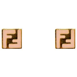 Fendi Orecchini FF dorati rosa Rosa