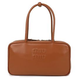 Miu Miu Bolsa de couro com alça superior Marrom