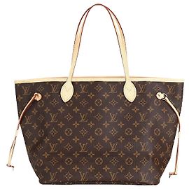 Louis Vuitton Bolsa de Ombro Monogram Bege Neverfull MM Marrom