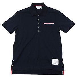 Thom Browne Pique Pocket Polo Shirt Size Navy Blue