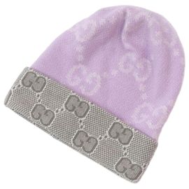 Gucci Chapéu de lã GG reversível rosa cinza Marrom
