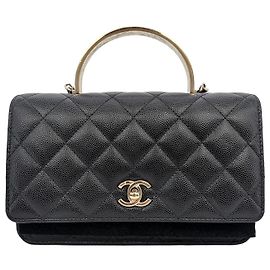 Chanel Borsa WOC a manico superiore in caviale Nero