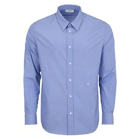 Céline Camicia Classica in Popeline Ricamata Triomphe Blu