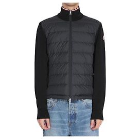 Schwarze gepolsterte Baumwolljacke mit Reißverschluss Lafreema Moncler Schwarz