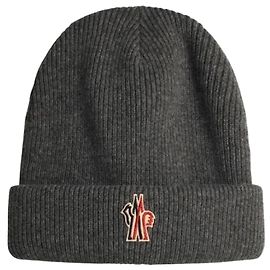 Moncler Gorro de lã com patch logo Grenoble Marrom