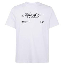 Weißes Baumwoll-T-Shirt mit gesticktem Moncler La Prima-Logo Weiß