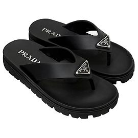 Prada Sandálias de borracha com logo triangular para homens Preto
