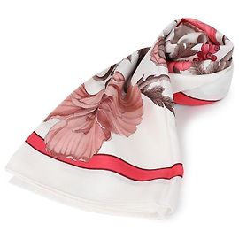 Salvatore Ferragamo Bufanda de seda con estampado Poppy de La Prima Blanco