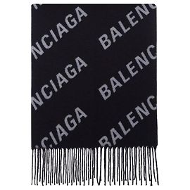 Cachecol Balenciaga Logo Blanket preto de lã Preto