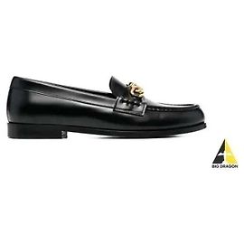 Valentino Mocassim de couro com corrente de logo Preto