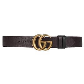 Gucci Cinto de couro reversível com fivela dupla Preto