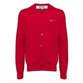 Comme Des Garcons Suéter de cuello redondo doble emblema burdeos AX Roja